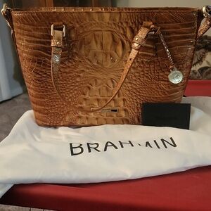 Brahmin Tan Crocodile Embossed Shoulder Bag